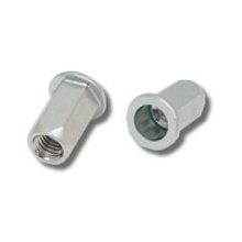 JRP Flat Head Full Hexagon - Open Blind Rivet Nut Steel BZP